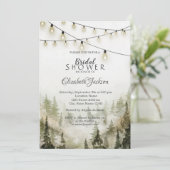 Woodland, Forest, Pine Trees, String Lights Kaart (Staand voorkant)