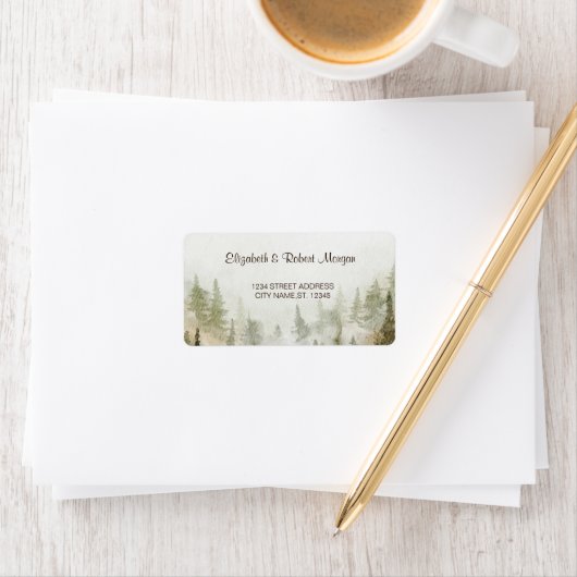 Woodland, Forest, Pine Trees, String Lights Weddin Etiket (Insitu)