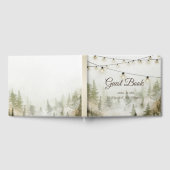 Woodland, Forest, Pine Trees, String Lights Weddin Gastenboek (Volledig)
