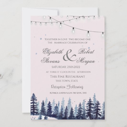 Woodland, Forest, Pine Trees Wedding Kaart (Voorkant)