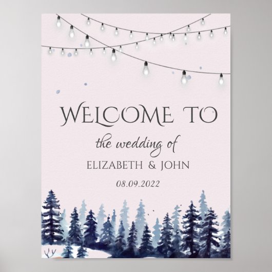 Woodland, Forest, Pine Trees Wedding Poster (Voorkant)