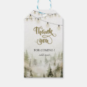 Woodland, Forest, PineTrees, String Lights Dank u Cadeaulabel (Voorkant)