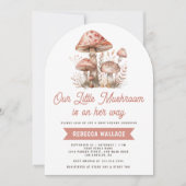 Woodland Forest Pink Mushroom Arch Baby shower Kaart (Voorkant)