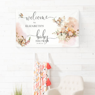 Woodland Forest Pompoen Herfst Baby shower Welkom Spandoek