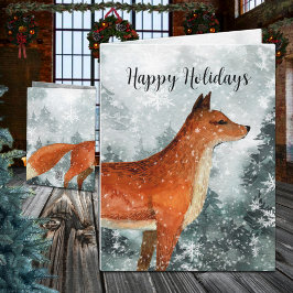 Woodland Forest Red Fox Happy Holiday Kaart