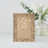 Woodland Forest Rustieke Kraft Script Bewaar de Da Aankondigingskaart (Staand voorkant)