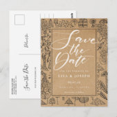 Woodland Forest Rustieke Kraft Script Bewaar de Da Briefkaart (Voorkant / Achterkant)