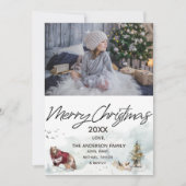 Woodland Forest Sled Beer Foto Vrolijk Kerstfeest Feestdagenkaart (Voorkant)