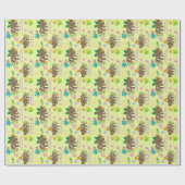 Woodland Forest Sloth Yellow Pattern Party Baby Cadeaupapier (Vlak)