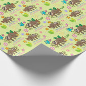Woodland Forest Sloth Yellow Pattern Party Baby Cadeaupapier (Hoek)