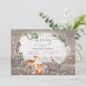 Woodland Forest Sparkle Baby shower Invitation (Staand voorkant)