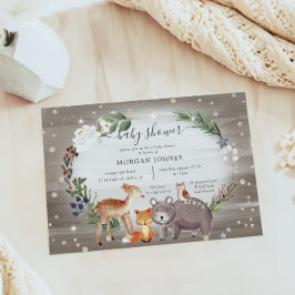 Woodland Forest Sparkle Baby shower Invitation