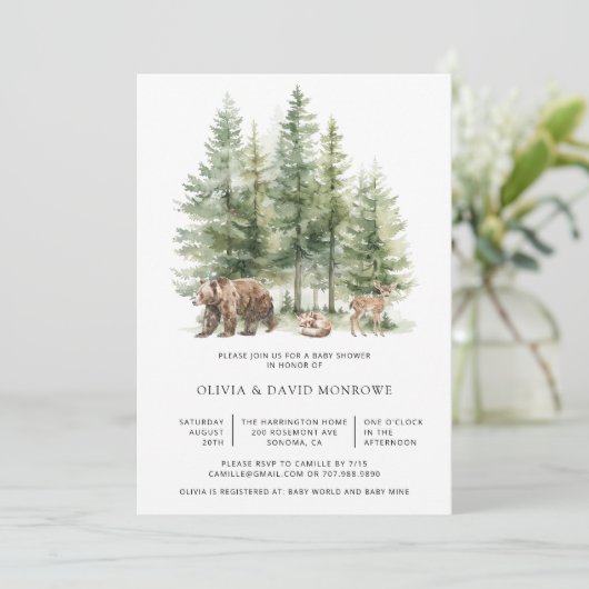 Woodland Forest Story Baby shower Kaart (Staand voorkant)