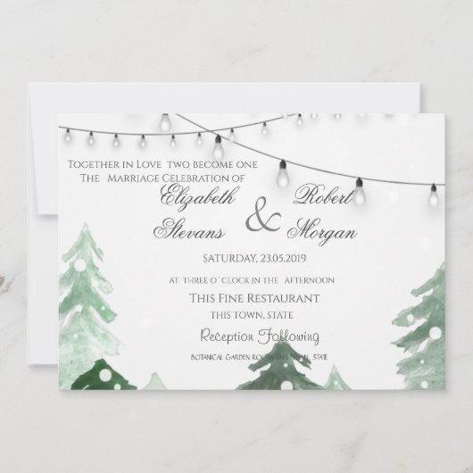 Woodland Forest String Light Wedding Kaart (Voorkant)
