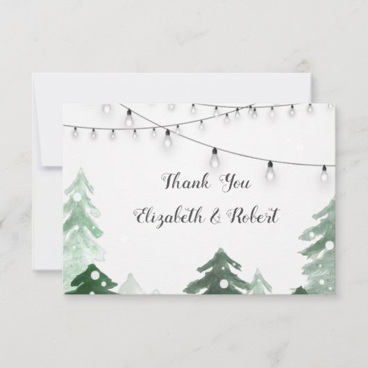 Woodland, Forest String Lights, Hartelijk dank Bedankkaart (Voorkant)