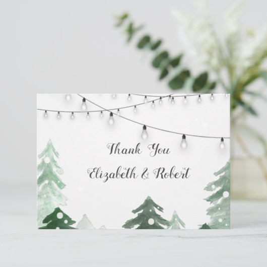 Woodland, Forest String Lights, Hartelijk dank Bedankkaart (Staand voorkant)