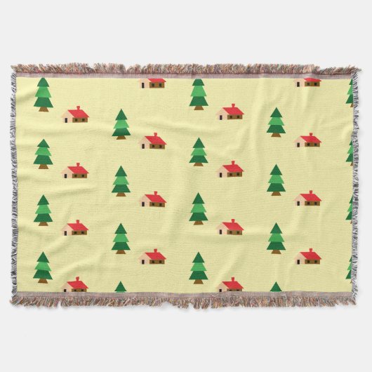 Woodland Forest Tree Pattern – Gezellig Natuur ont Deken (Voorkant)