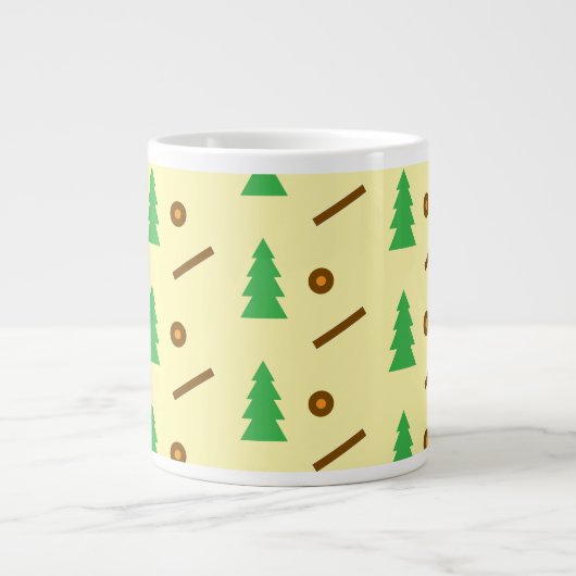 Woodland Forest Tree Pattern – Gezellig Natuur ont Grote Koffiekop (Voorkant)