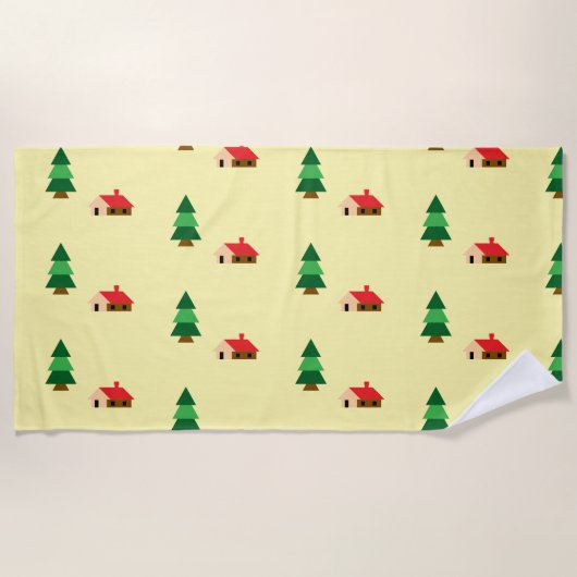 Woodland Forest Tree Pattern – Gezellig Natuur ont Strandlaken (Voorkant)