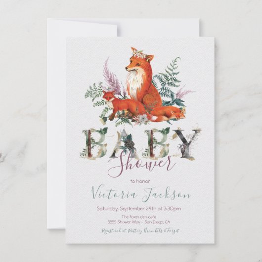 Woodland Forest tweelingvos Baby shower Kaart (Voorkant)