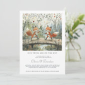 Woodland Forest Twins Baby shower Kaart (Staand voorkant)