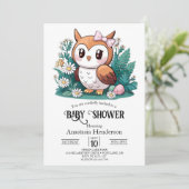 Woodland Forest Uil Baby shower Kaart (Staand voorkant)