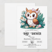 Woodland Forest Uil Baby shower Kaart (Voorkant / Achterkant)