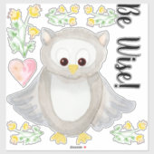 Woodland Forest Uil Waterverf Wees Wijze Kwekerij Sticker (Vel)