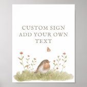 Woodland Forest Vogel Baby shower Aangepaste tekst Poster (Voorkant)
