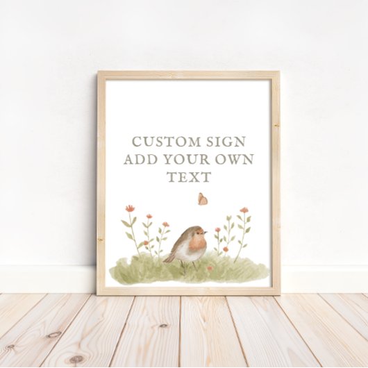 Woodland Forest Vogel Baby shower Aangepaste tekst Poster