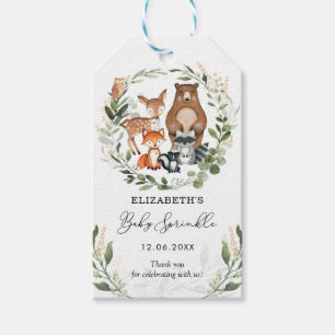 Woodland Forest Vrienden Groen Baby Sprinkle Cadeaulabel