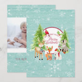 Woodland Forest Vrolijk Kerstfeest Moderne foto Feestdagenkaart (Voorkant / Achterkant)