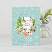 Woodland Forest Vrolijk Kerstfeest Moderne foto Feestdagenkaart (Staand voorkant)