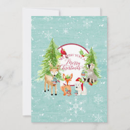 Woodland Forest Vrolijk Kerstfeest Moderne foto Feestdagenkaart