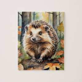 Woodland Forest Watercolor Hedgehog Fall Animal Legpuzzel