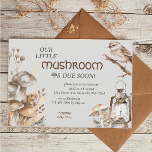 Woodland Forest Waterverf Paddenstoel Baby shower Kaart