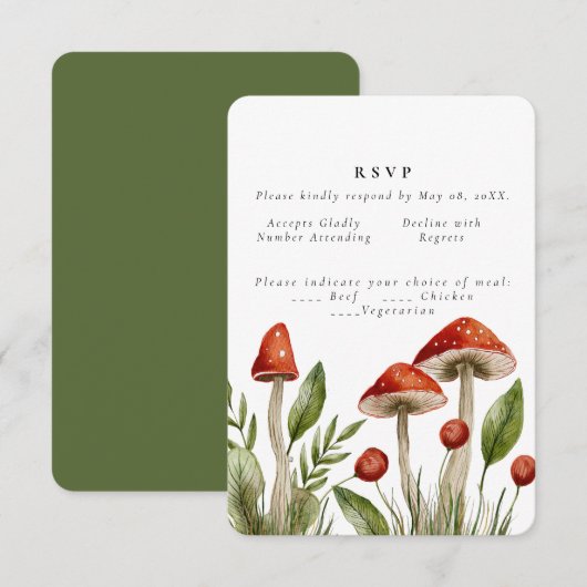 Woodland forest Waterverf Paddenstoel bruiloft Kaart (Voorkant / Achterkant)