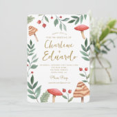 Woodland forest Waterverf Paddenstoel bruiloft Kaart (Staand voorkant)