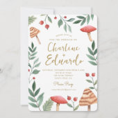 Woodland forest Waterverf Paddenstoel bruiloft Kaart (Voorkant)