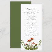 Woodland forest Waterverf Paddenstoel bruiloft Menu (Voorkant / Achterkant)