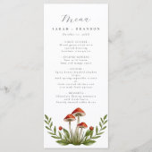 Woodland forest Waterverf Paddenstoel bruiloft Menu (Voorkant)