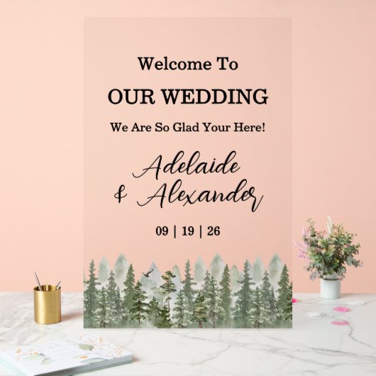 Woodland Forest Wedding Green Acryl Bord (Huwelijk)