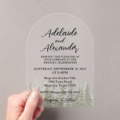 Woodland Forest Wedding Green Acryl Uitnodigingen (Insitu (Draagbaar))