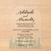 Woodland Forest Wedding Green Acryl Uitnodigingen (Voorkant)