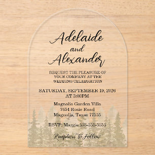 Woodland Forest Wedding Green Acryl Uitnodigingen