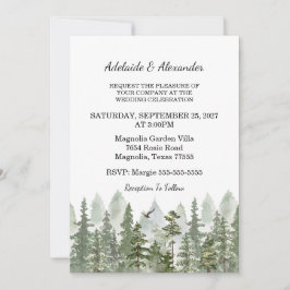 Woodland Forest Wedding Green Kaart