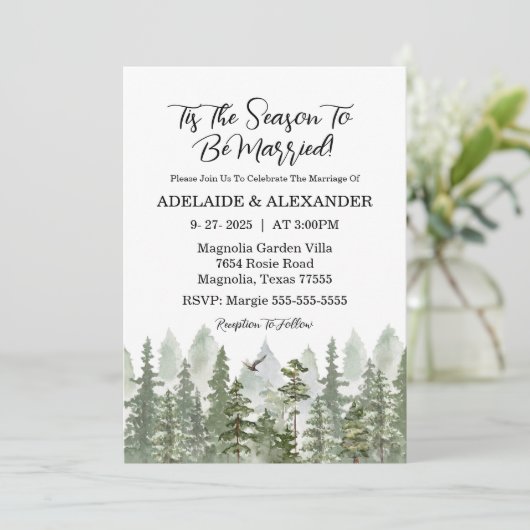 Woodland Forest Wedding Green Kaart (Staand voorkant)