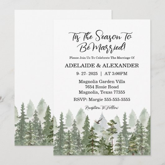 Woodland Forest Wedding Green Kaart (Voorkant / Achterkant)