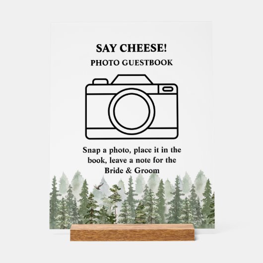 Woodland Forest Wedding Green Photo Booth Acryl Bord (Voorkant)