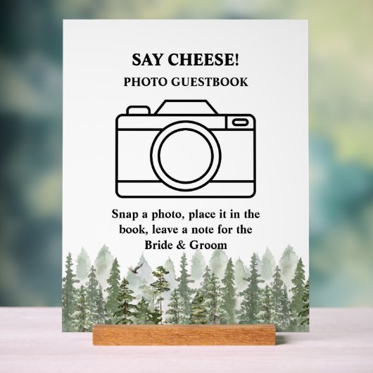 Woodland Forest Wedding Green Photo Booth Acryl Bord (Neutraal)